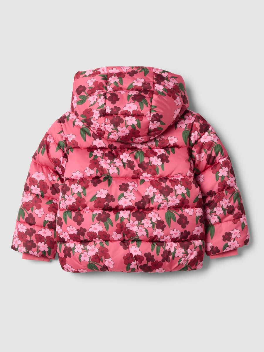 Girls&rsquo; multicoloured floral padded jacket with detachable hood_1