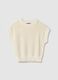 White cotton blend eyelet knit regular fit jumper_4