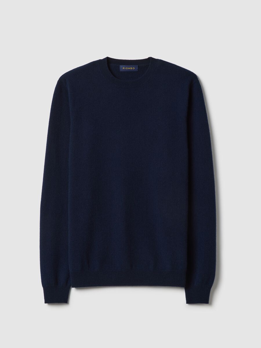 Regular fit blue crewneck pullover in pure cashmere_4