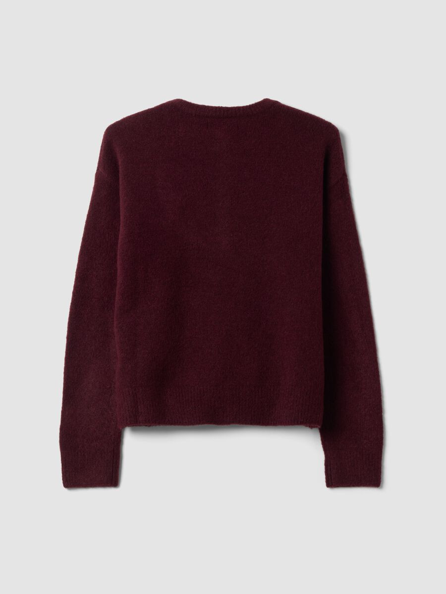 Red stretch wool crew-neck jumper, regular fit_2