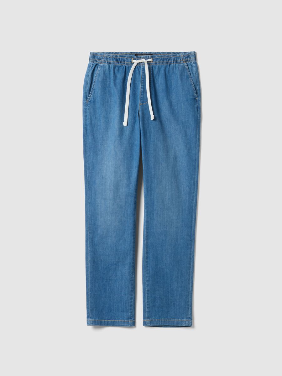 Regular fit azure stretch denim cotton jeans_4