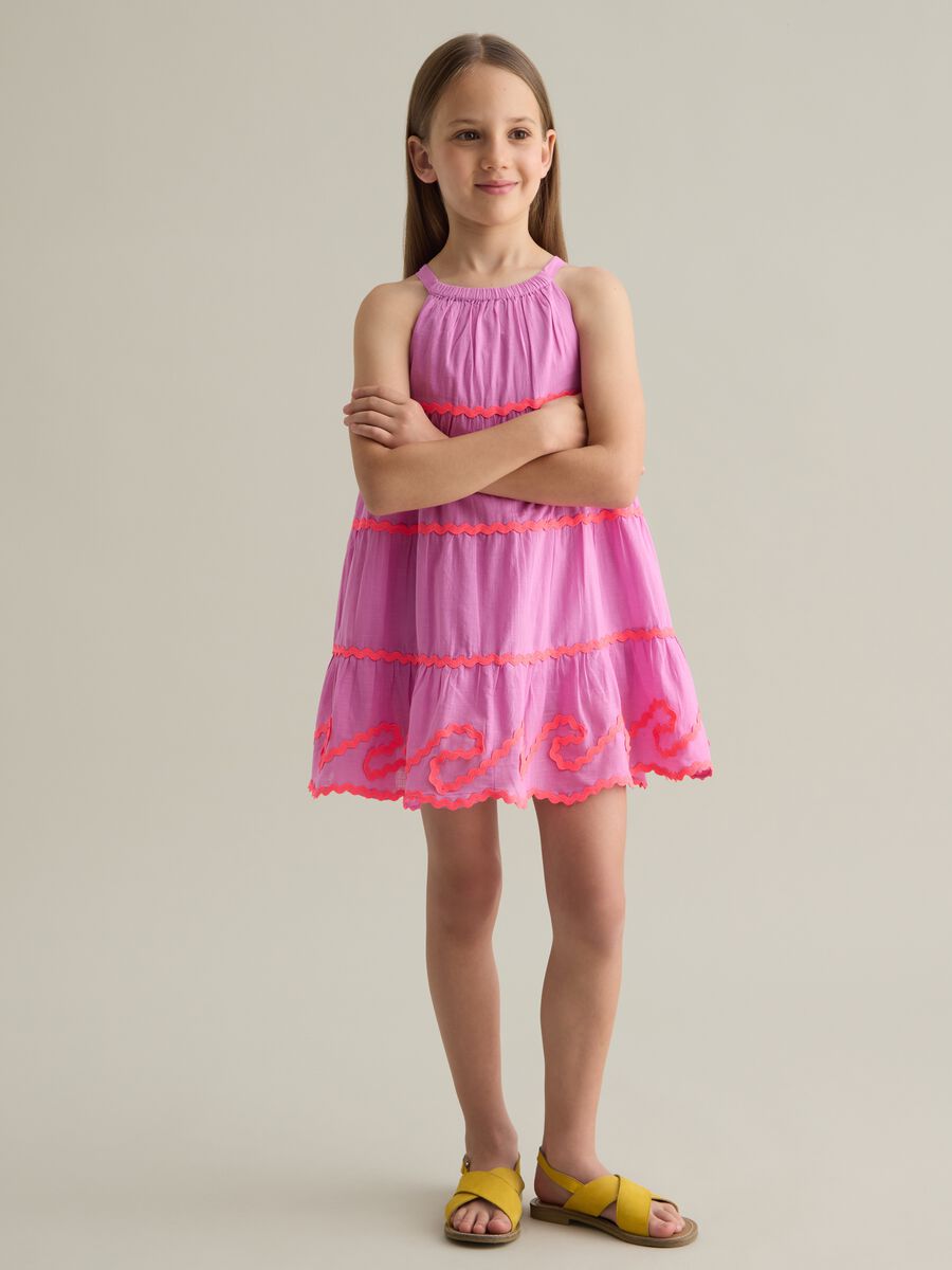 Multicolour cotton baby dress with regular fit and layered ruffles_1