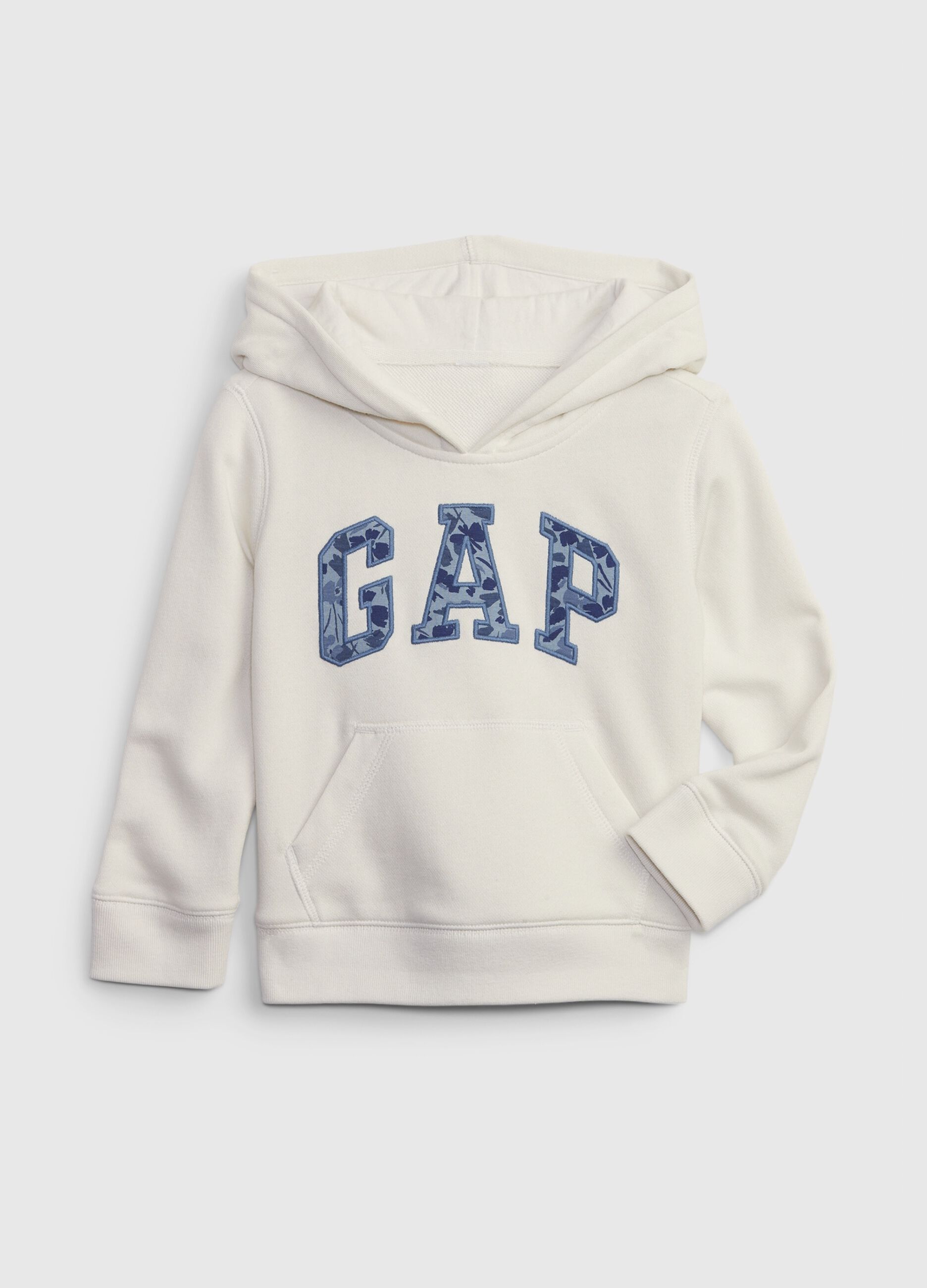 Sweatshirt with hood and logo patch