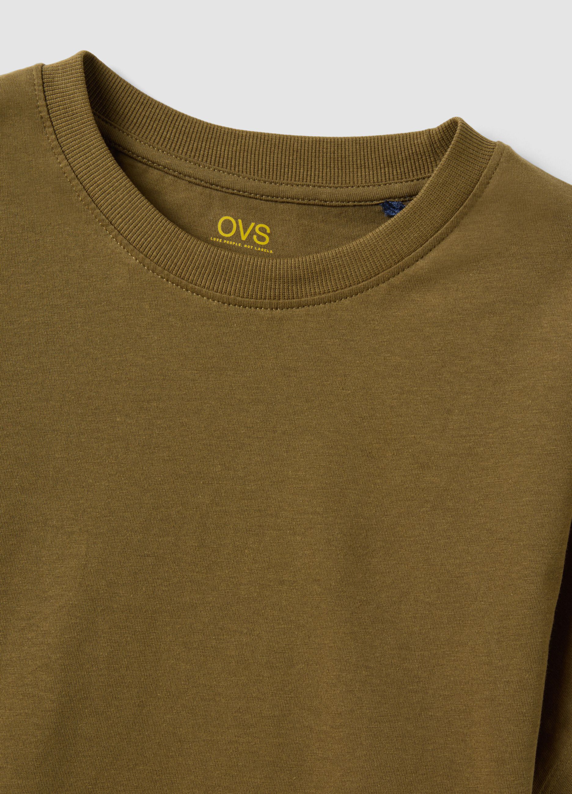 Green fitted pure cotton short-sleeve T-shirt