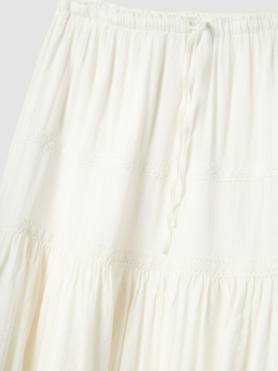 Gonna lunga in misto cotone bianca regular fit con ricami_5