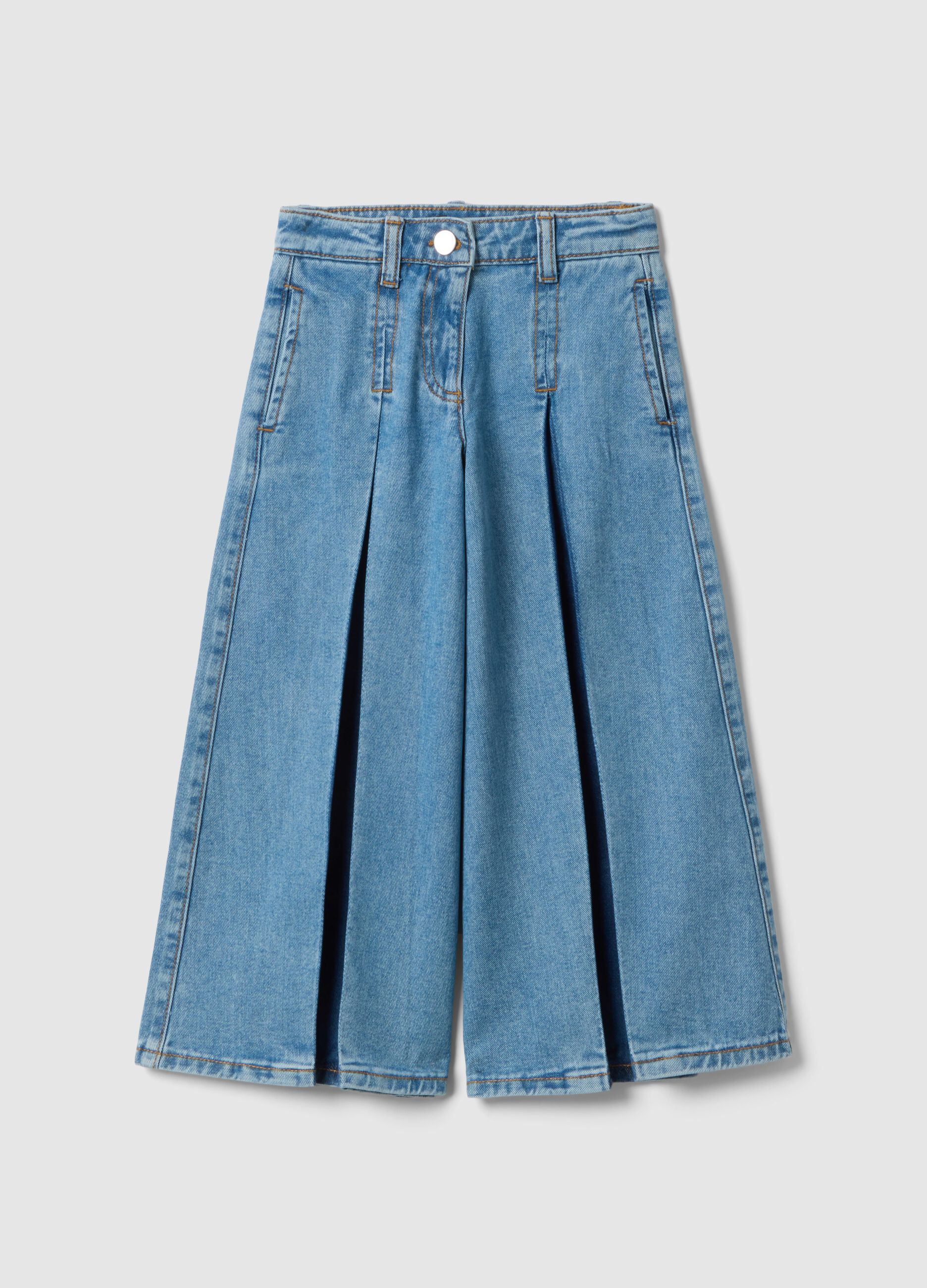 Girls' Pure Cotton Denim Super Wide Leg Jeans