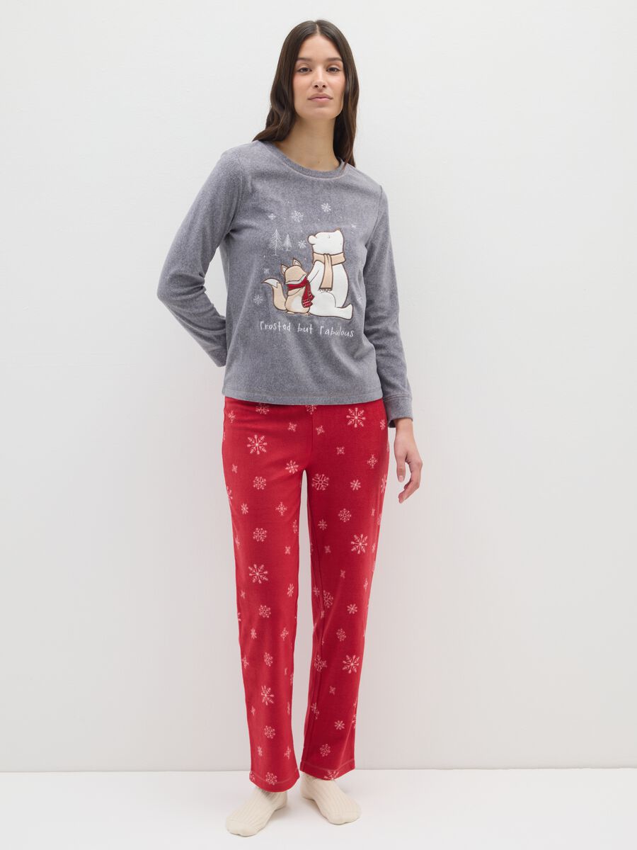 Grey and red regular fit pyjama_0