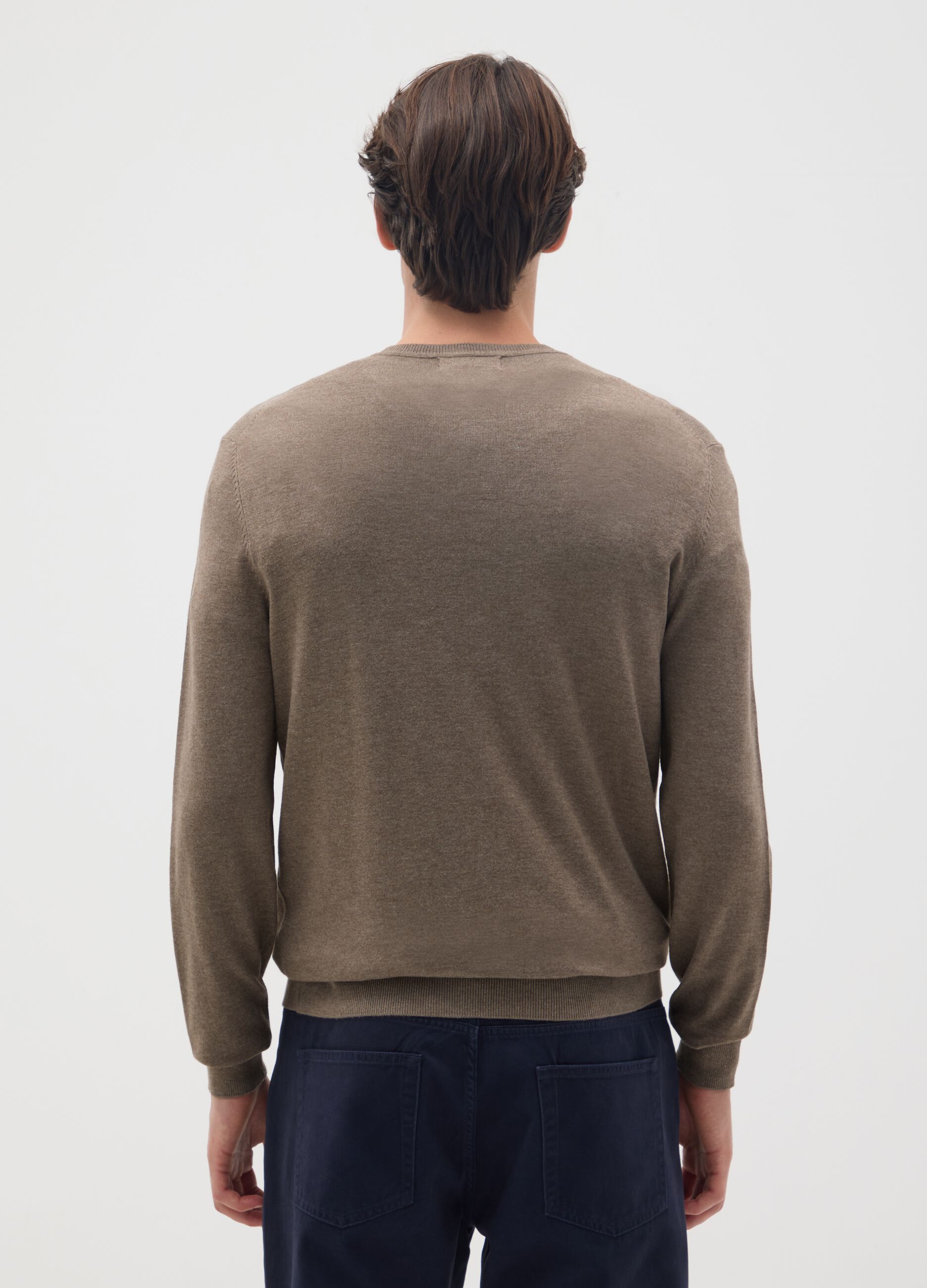 Brown regular fit viscose blend jumper