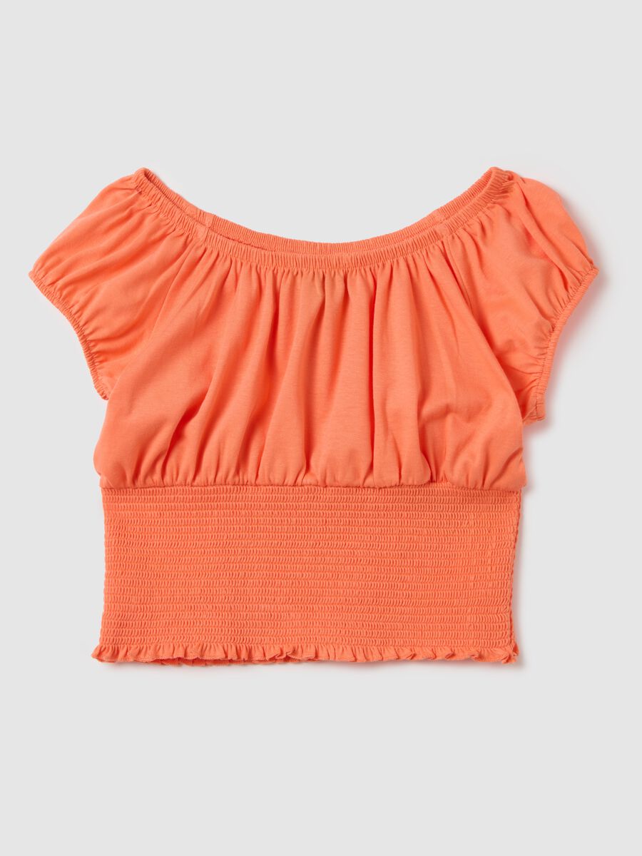 Top da ragazze in puro cotone arancione regular fit_3