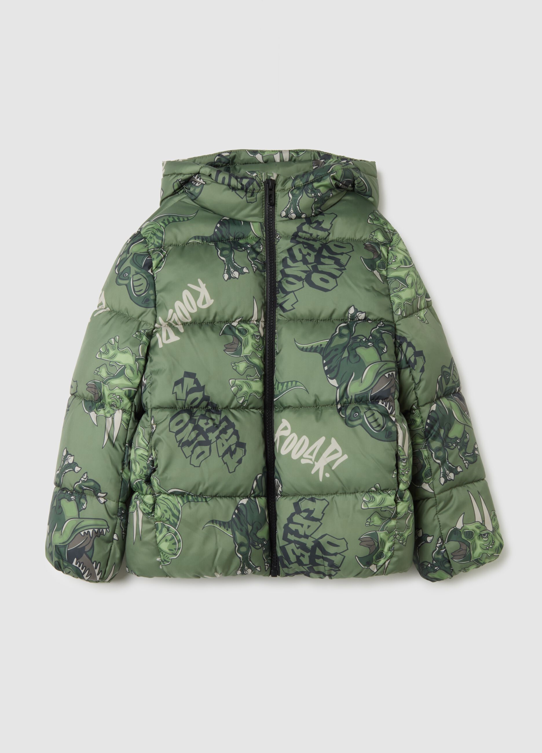 Green Padded Kids Jacket with Hood