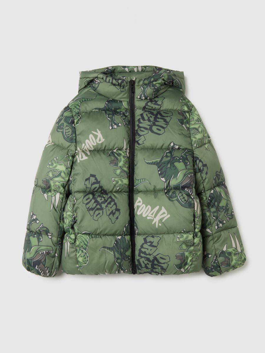 Green Padded Kids Jacket with Hood_0