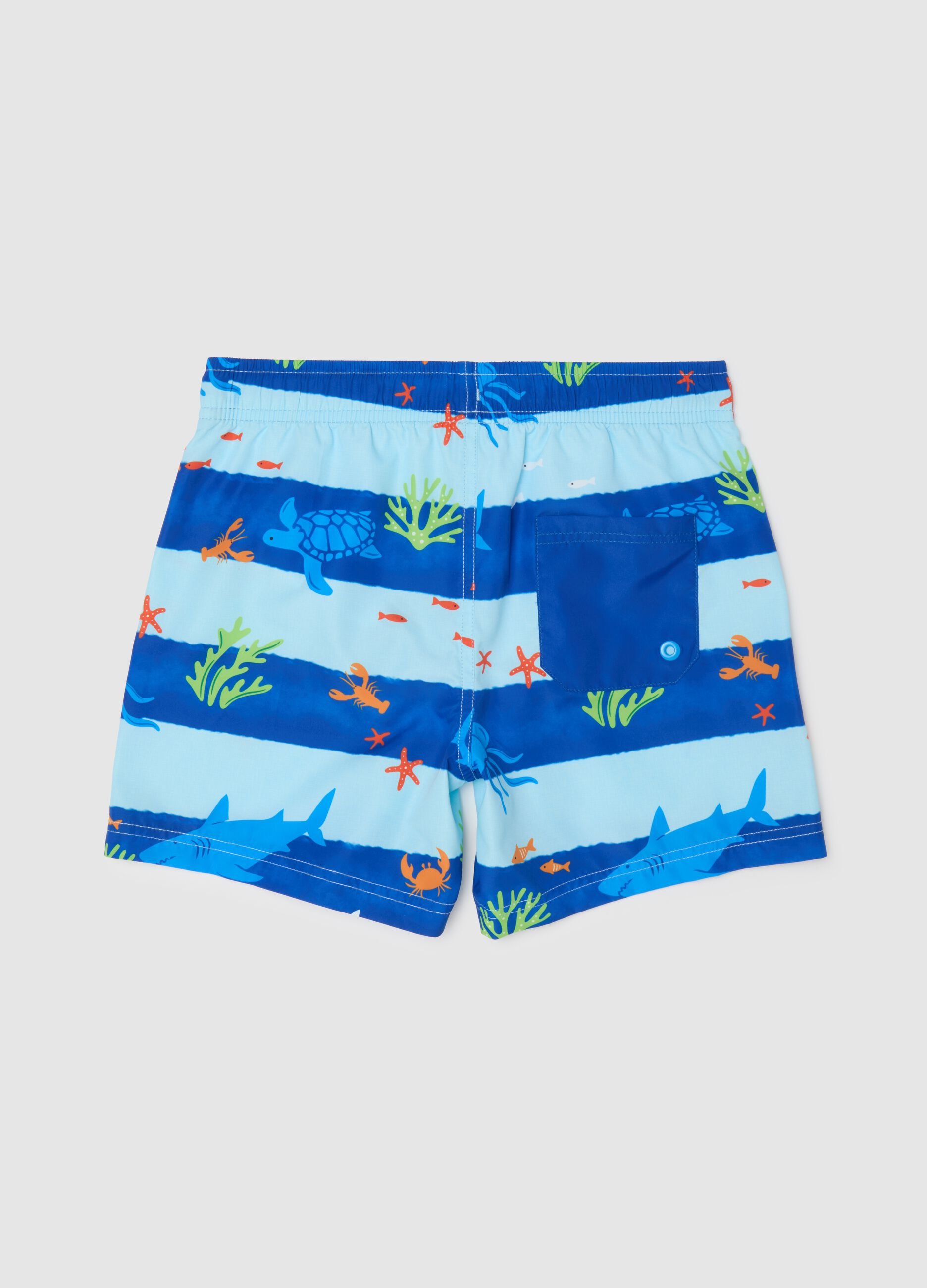 Children's swimsuit in mixed fabric with multicolour print and regular fit