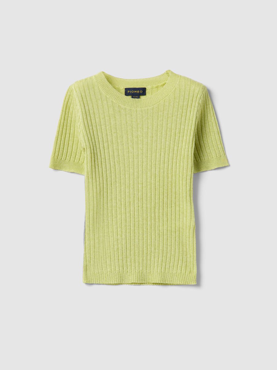 Maglia in misto viscosa gialla a coste da bambina regular fit_3