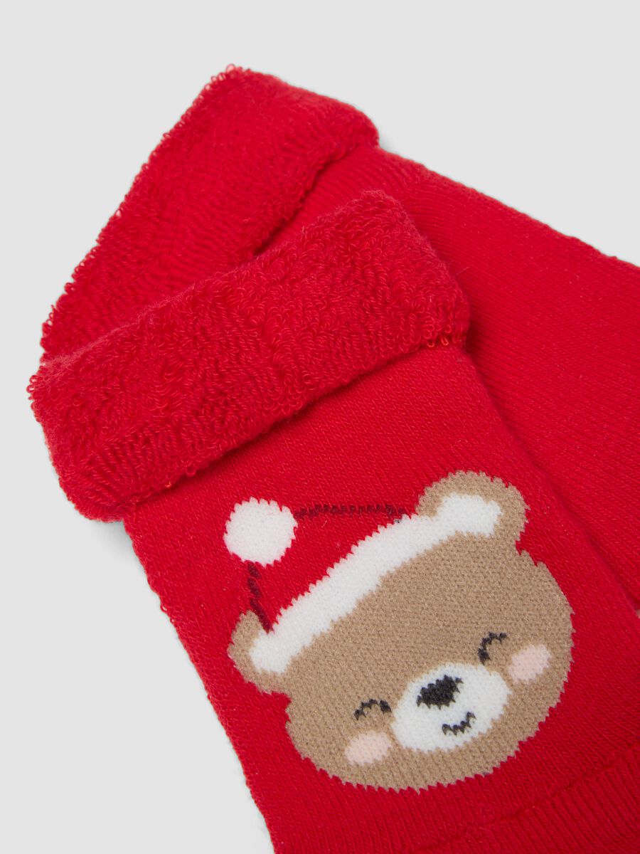 Bipack di calze multicolor in cotone organico elasticizzato con orsetto_2