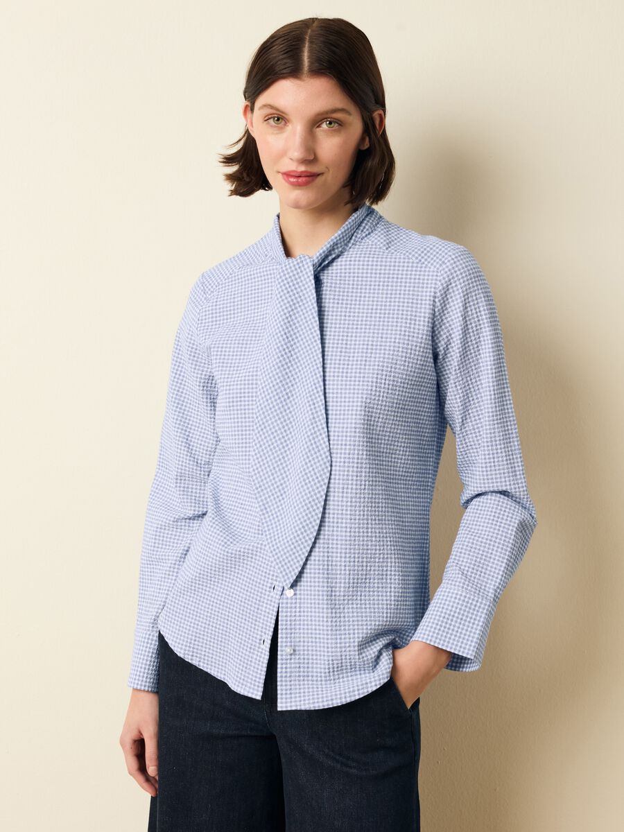 Check blouse with foulard_1