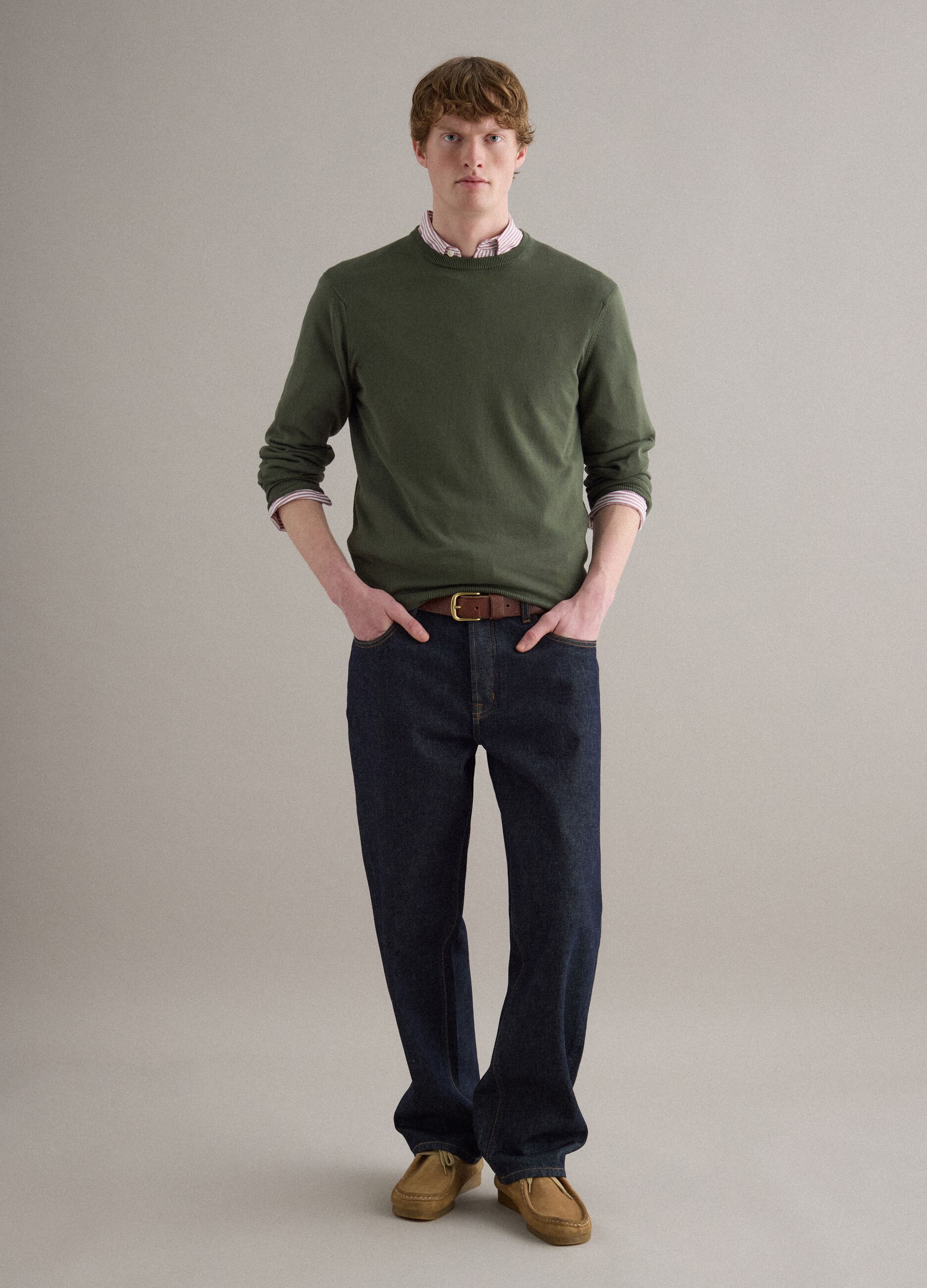 Green Pure Cotton Pullover