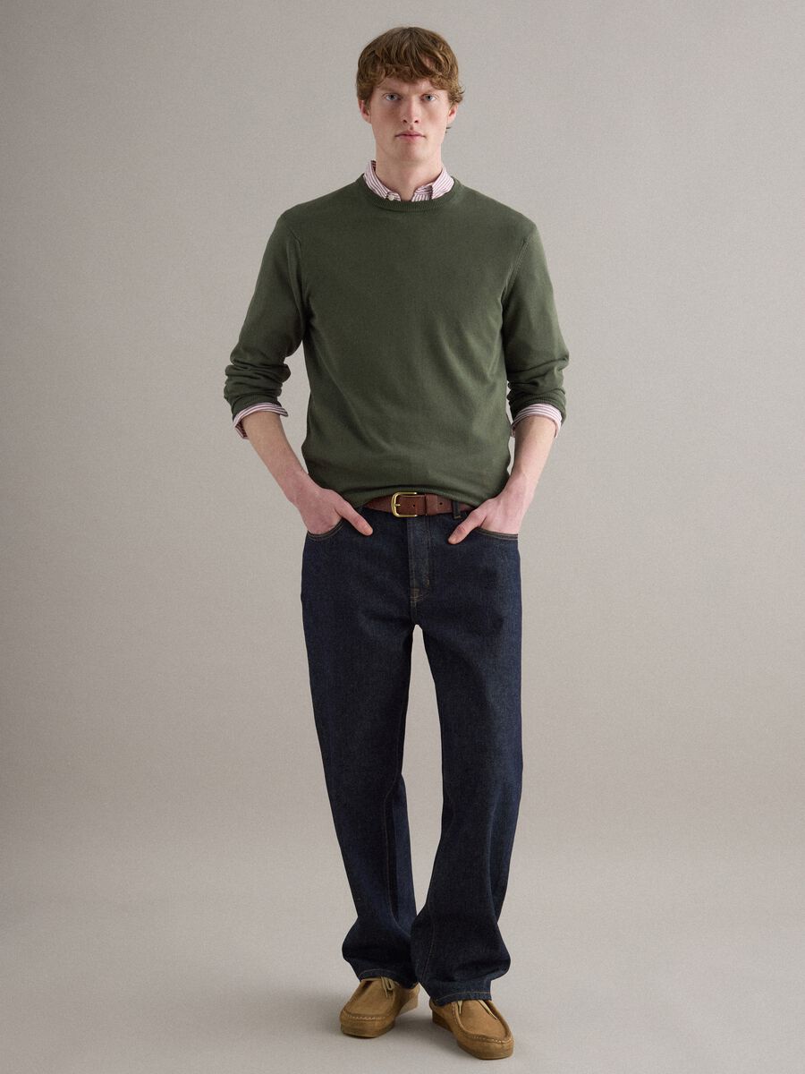 Pullover verde in puro cotone_1