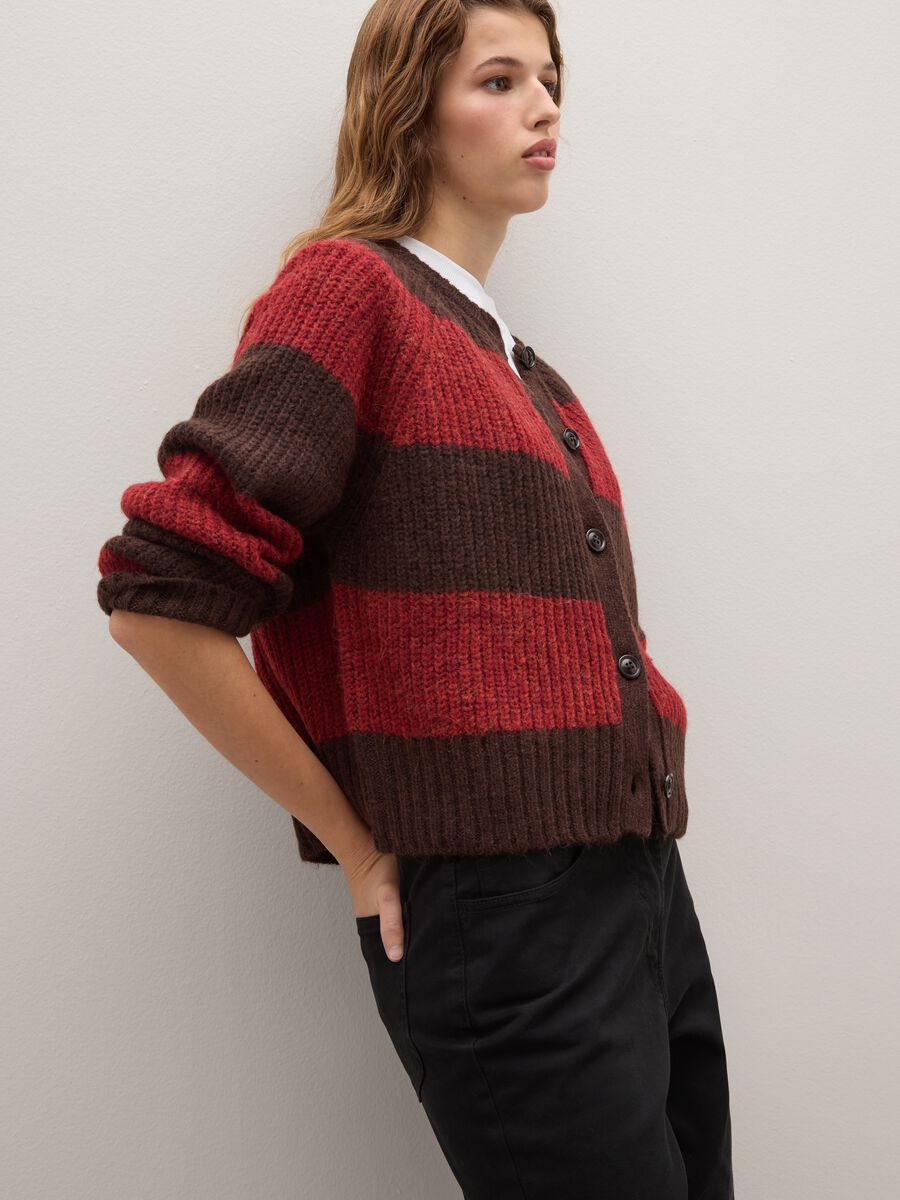 Multicolour striped regular fit cardigan_4
