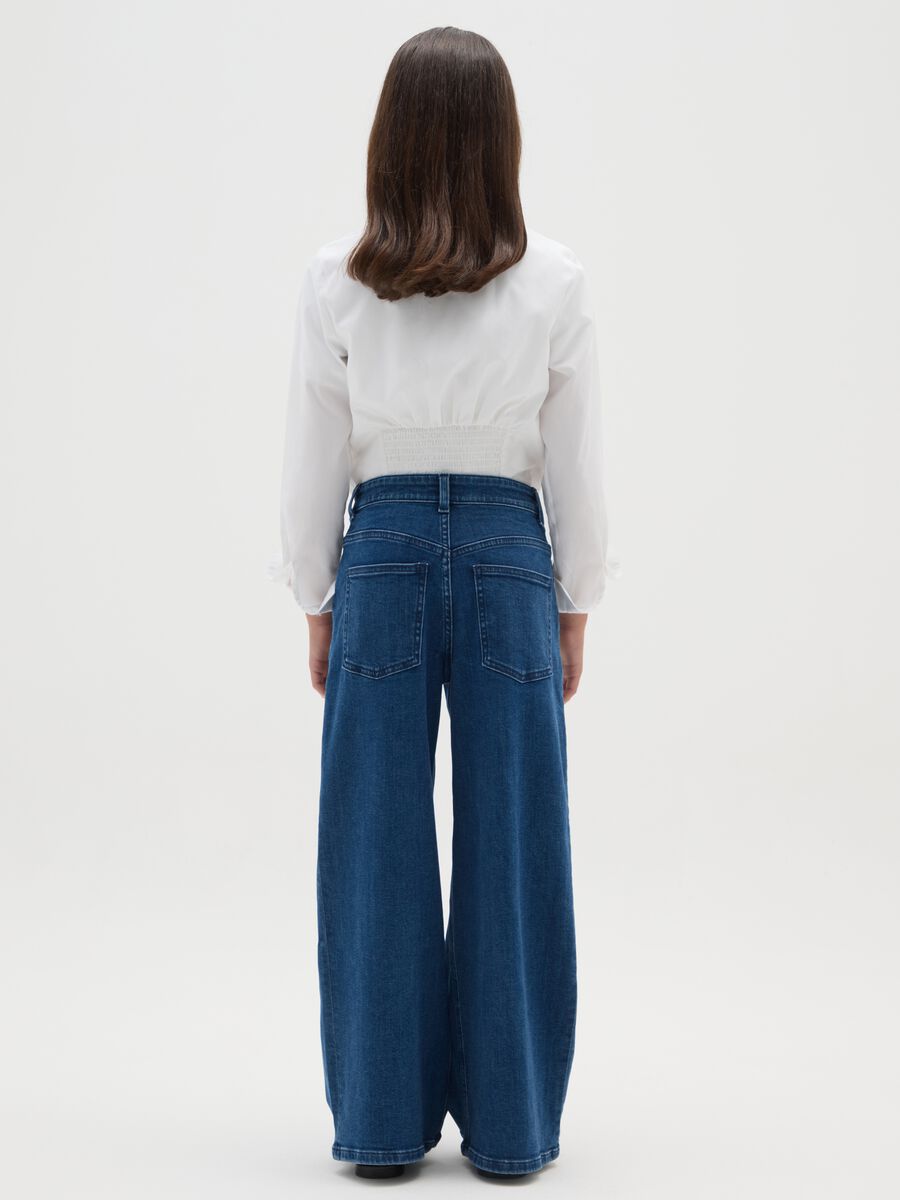 Jeans da ragazza in denim blu wide leg_2