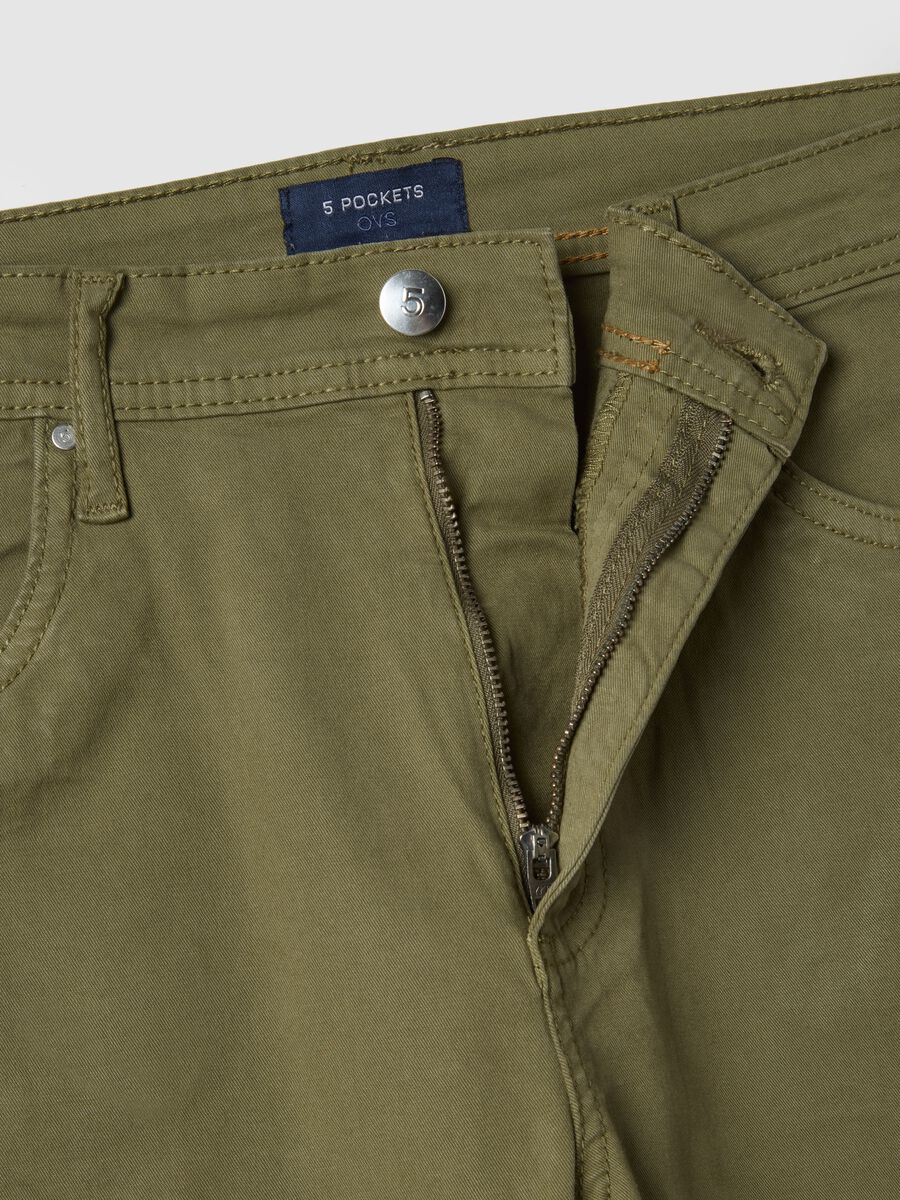 Green stretch cotton skinny fit trousers_5