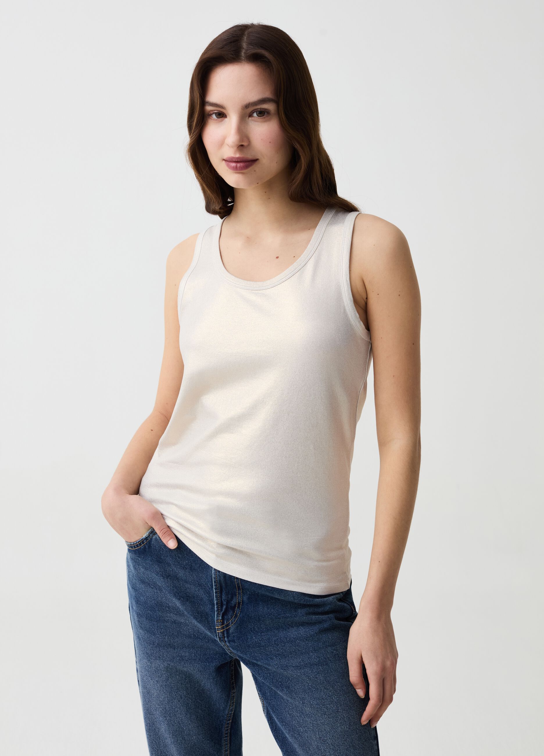 Ovs Tank top effetto metallizzato con glitter