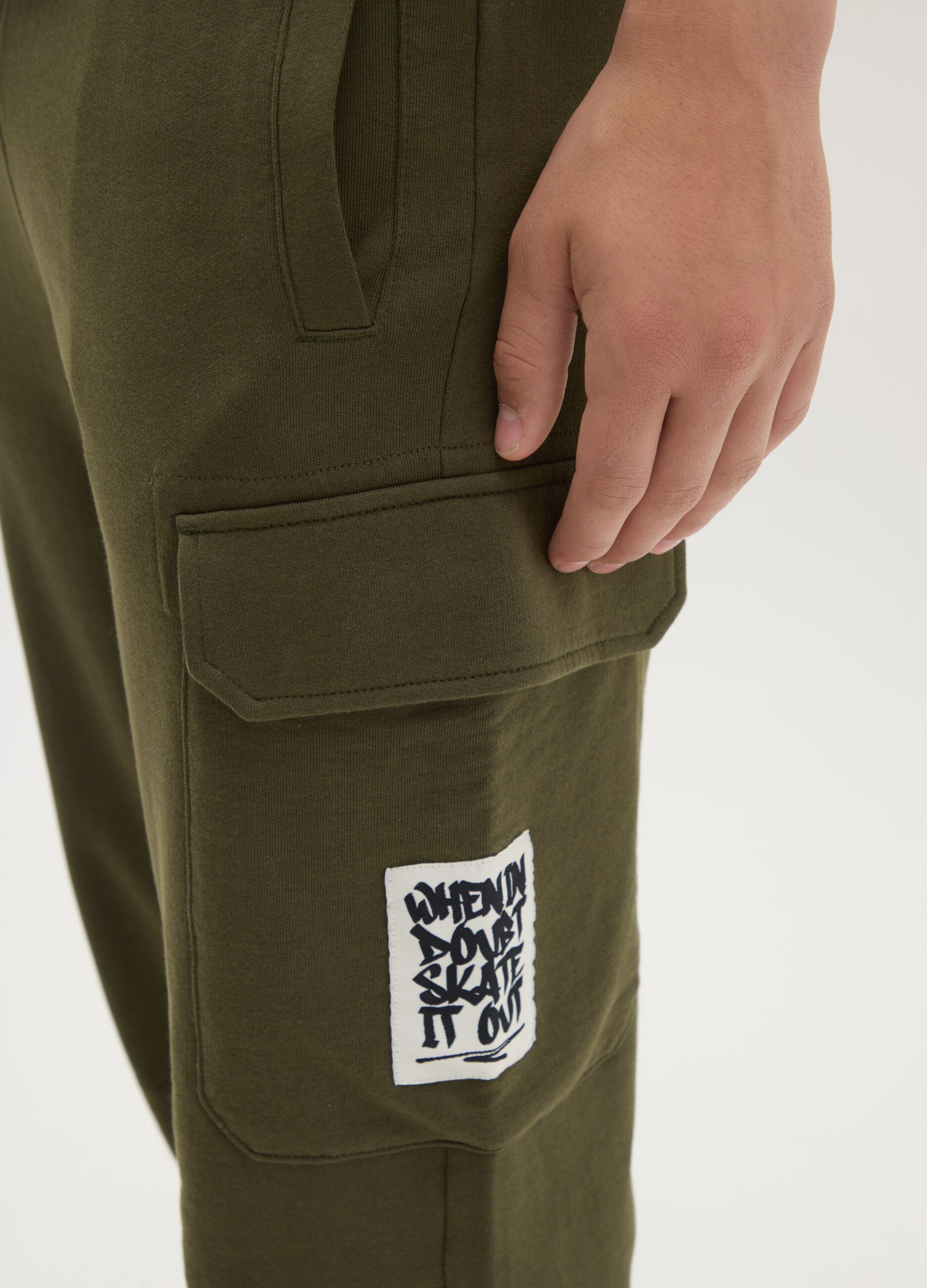 Cargo joggers in cotton with drawstring