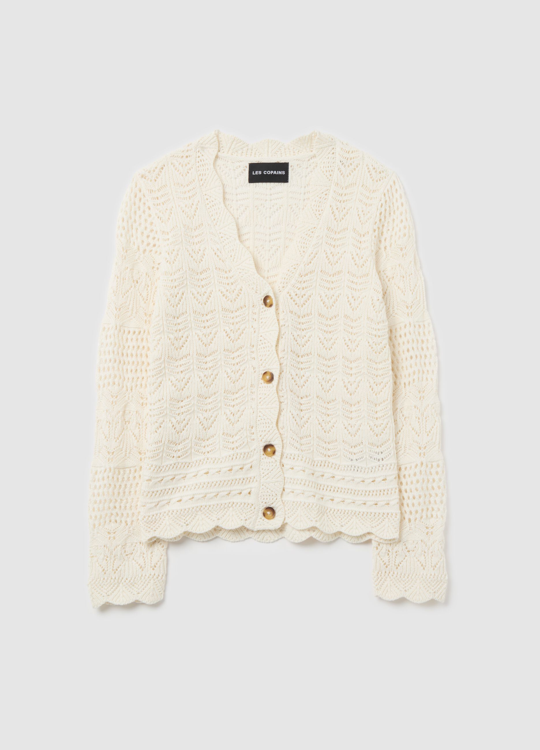 Cardigan crochet con scollo a V