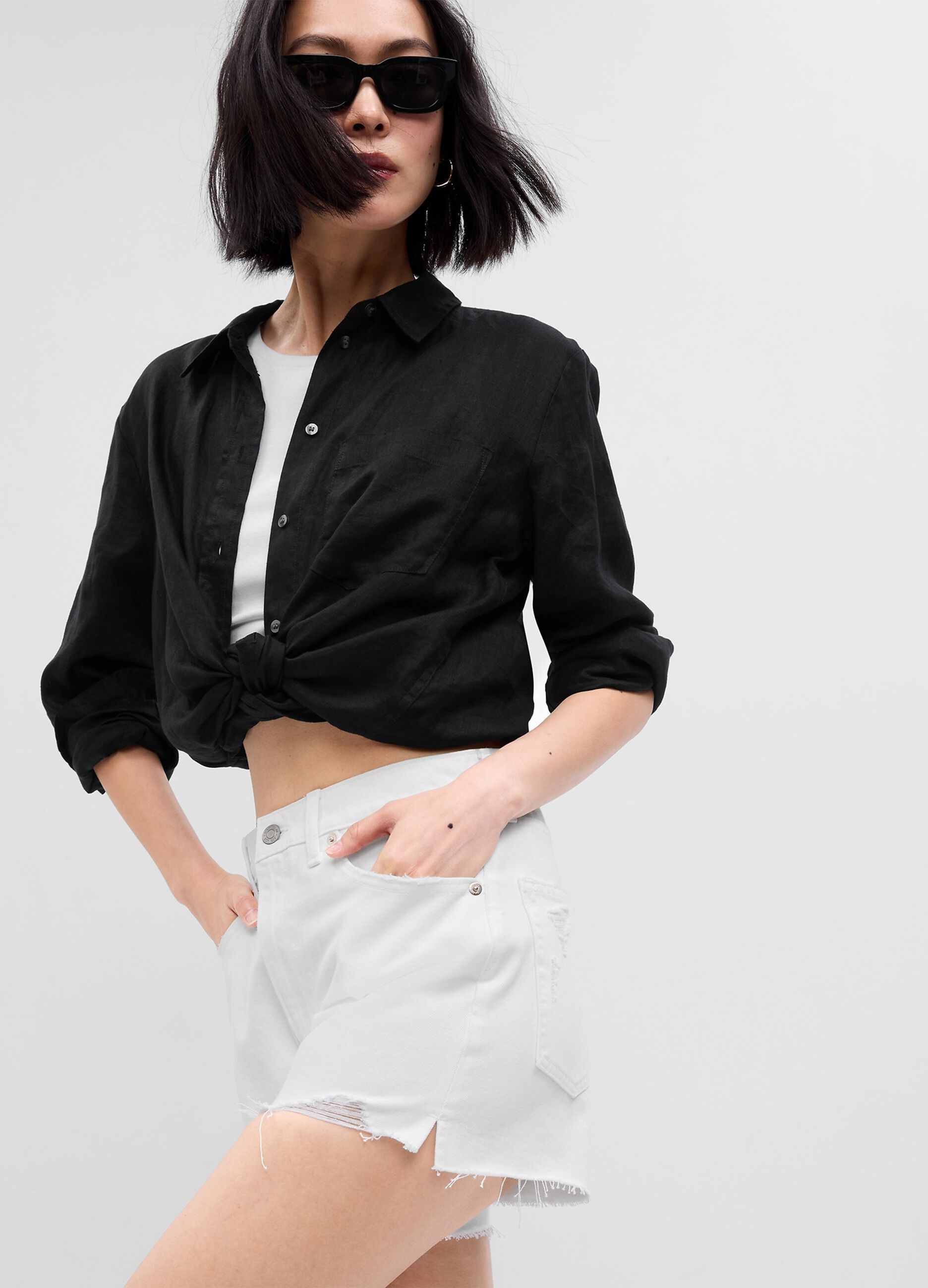 Shorts in denim a vita alta_2