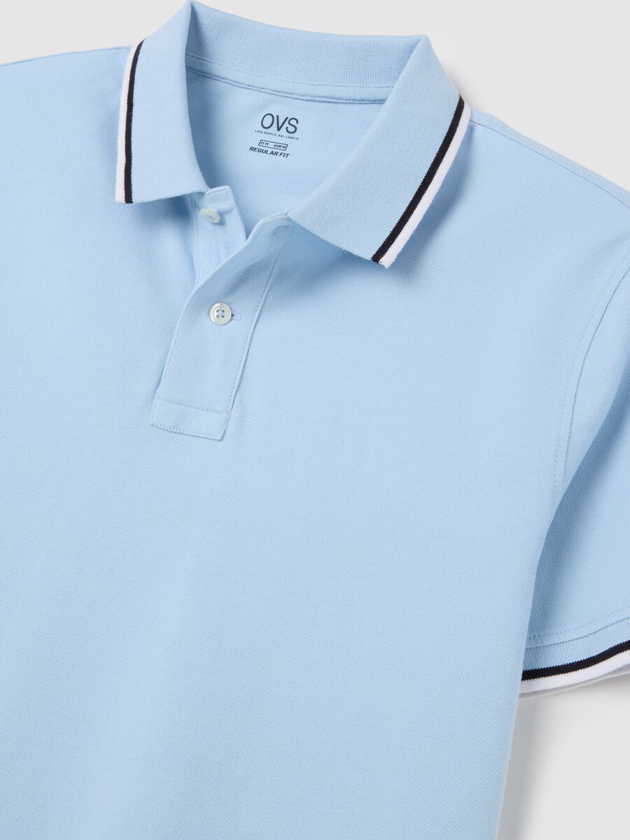 Blue short-sleeve cotton polo shirt_5