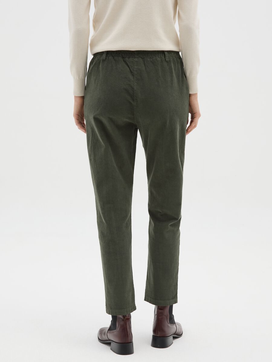 Pantaloni in cotone elasticizzato verdi regular fit_2
