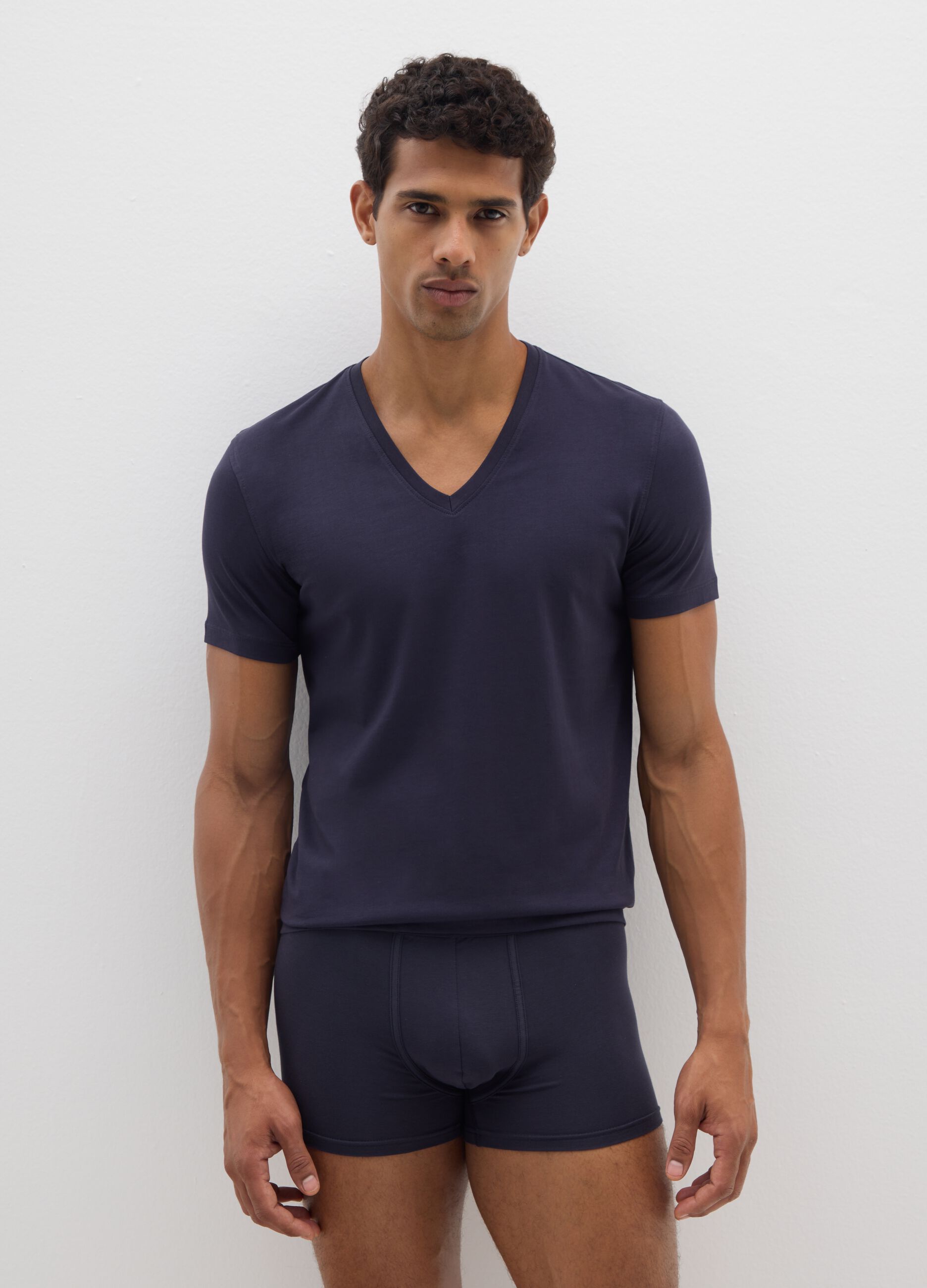 Bipack di boxer in cotone elasticizzato blu