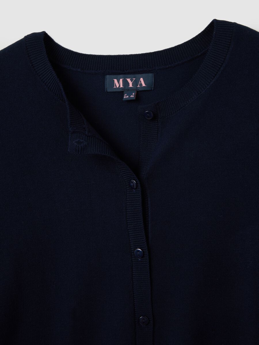 Cardigan blu con bottoni_1