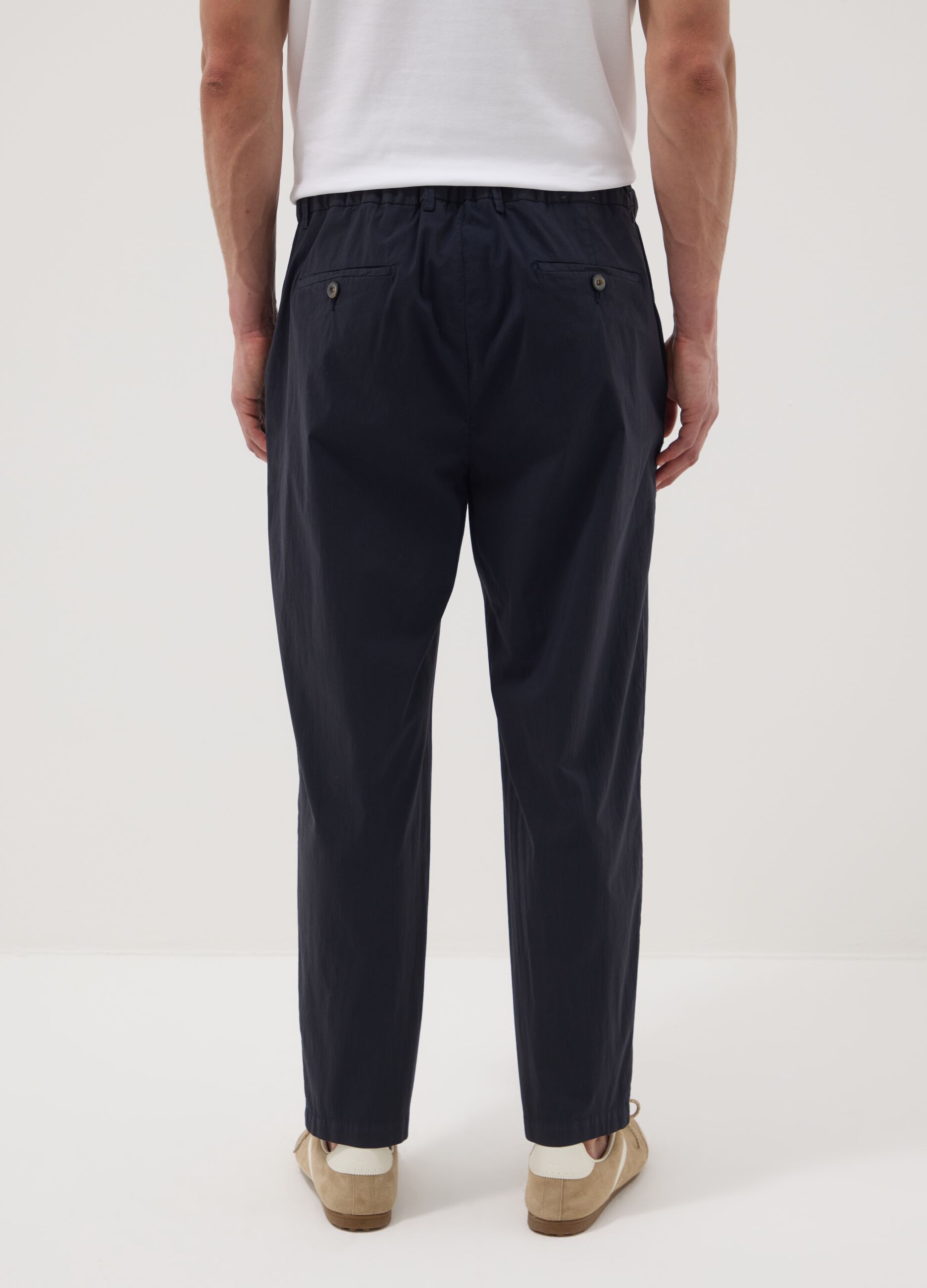 Blue stretch cotton chino trousers