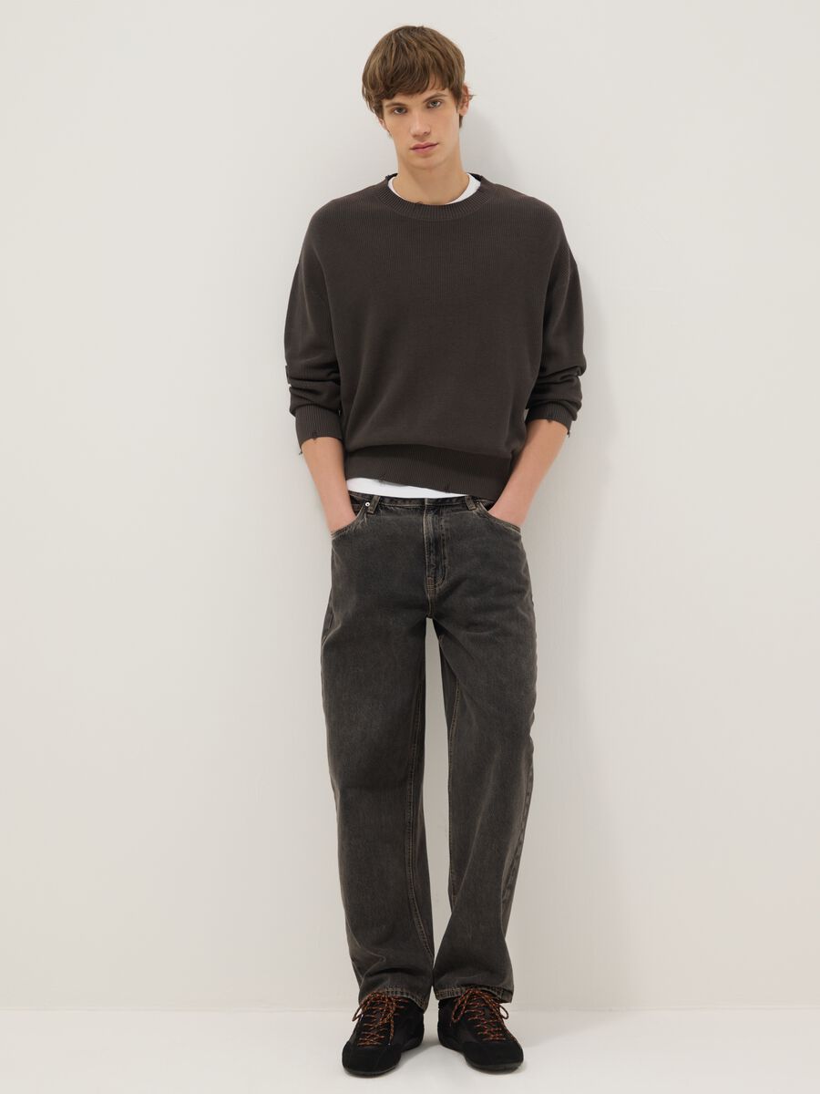 Brown pure cotton oversized sweater_2