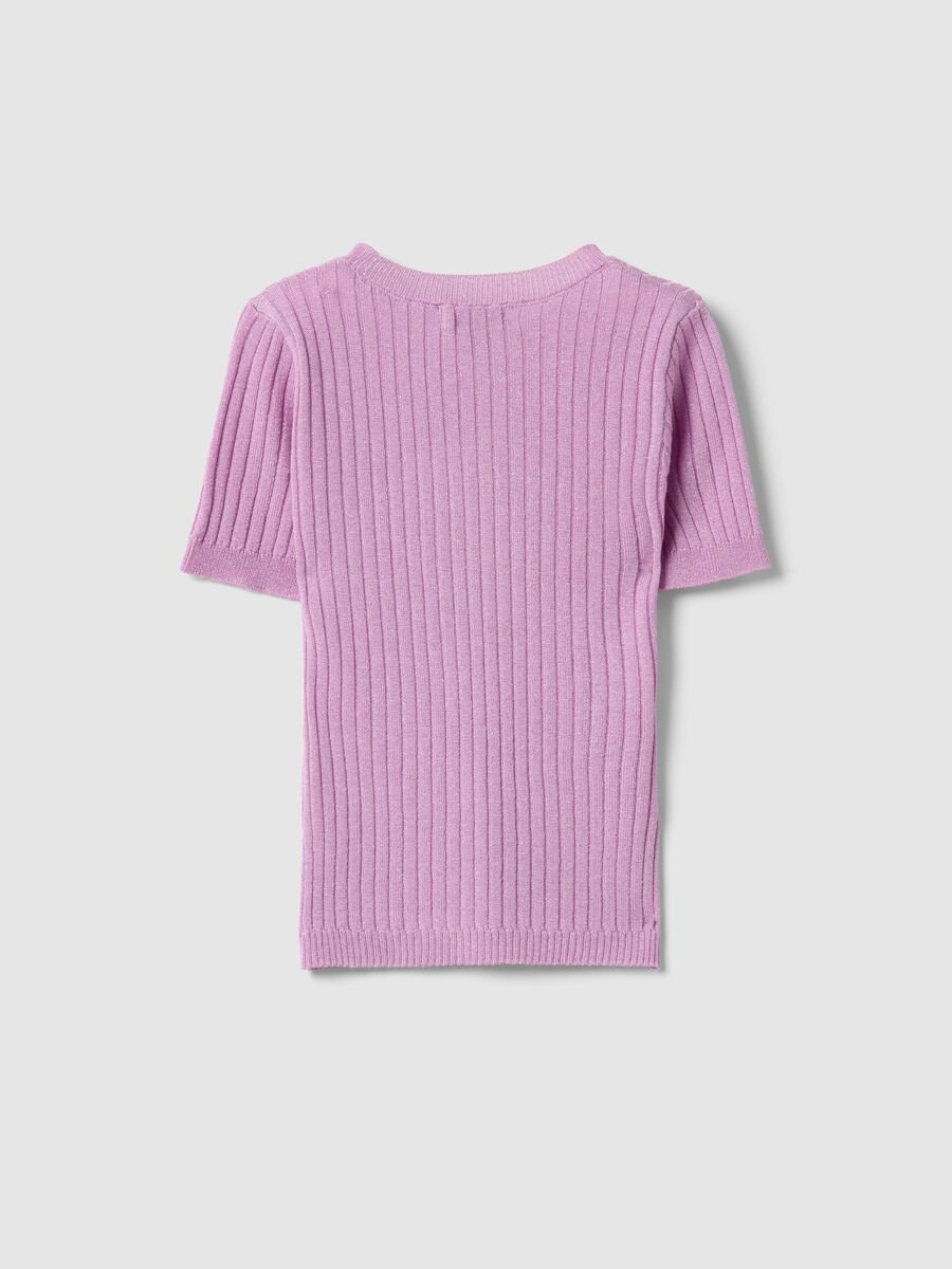 Maglia in misto viscosa viola a coste da bambina regular fit_4