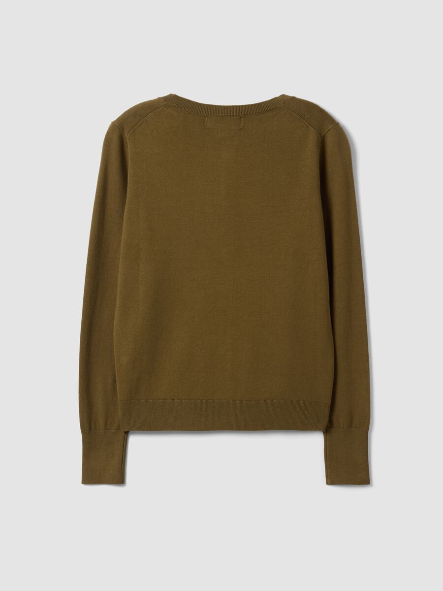 Green viscose-blend crew-neck cardigan, regular fit_6