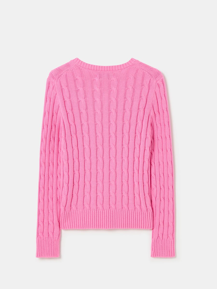 Pullover with V neck and cable-knit design_4
