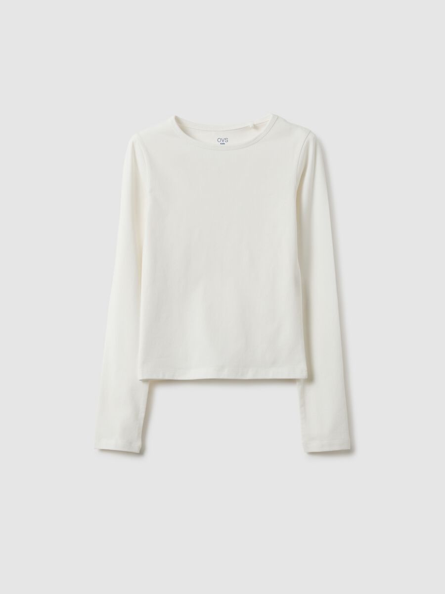 Maglia a maniche lunghe bianca da ragazza in misto cotone slim fit_3