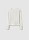 Girls' Slim Fit White Long Sleeve Cotton Blend Top_3
