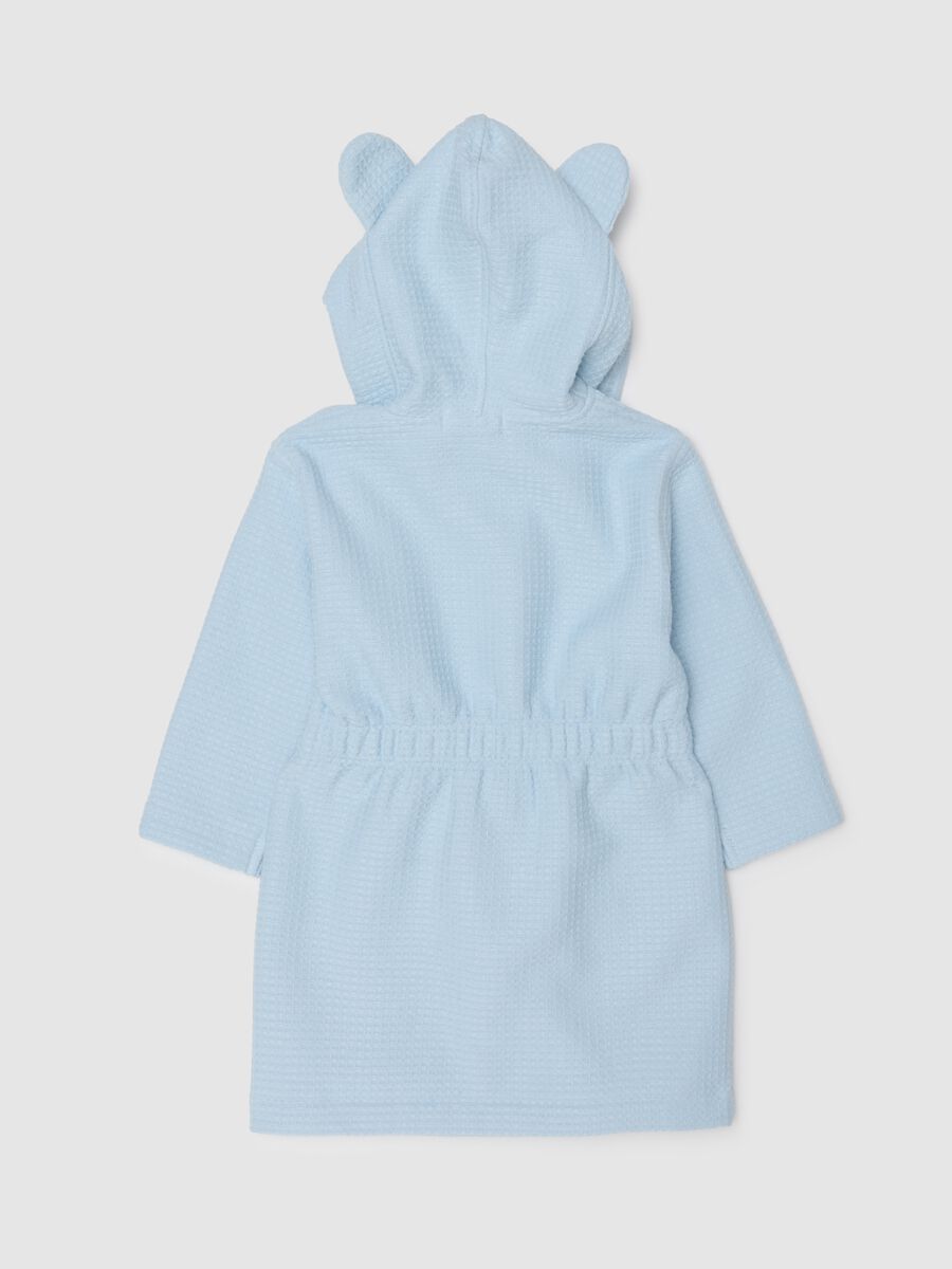 Blue hooded cotton baby bathrobe_1