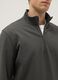 Grey regular fit cotton-blend sweatshirt with half zip_3