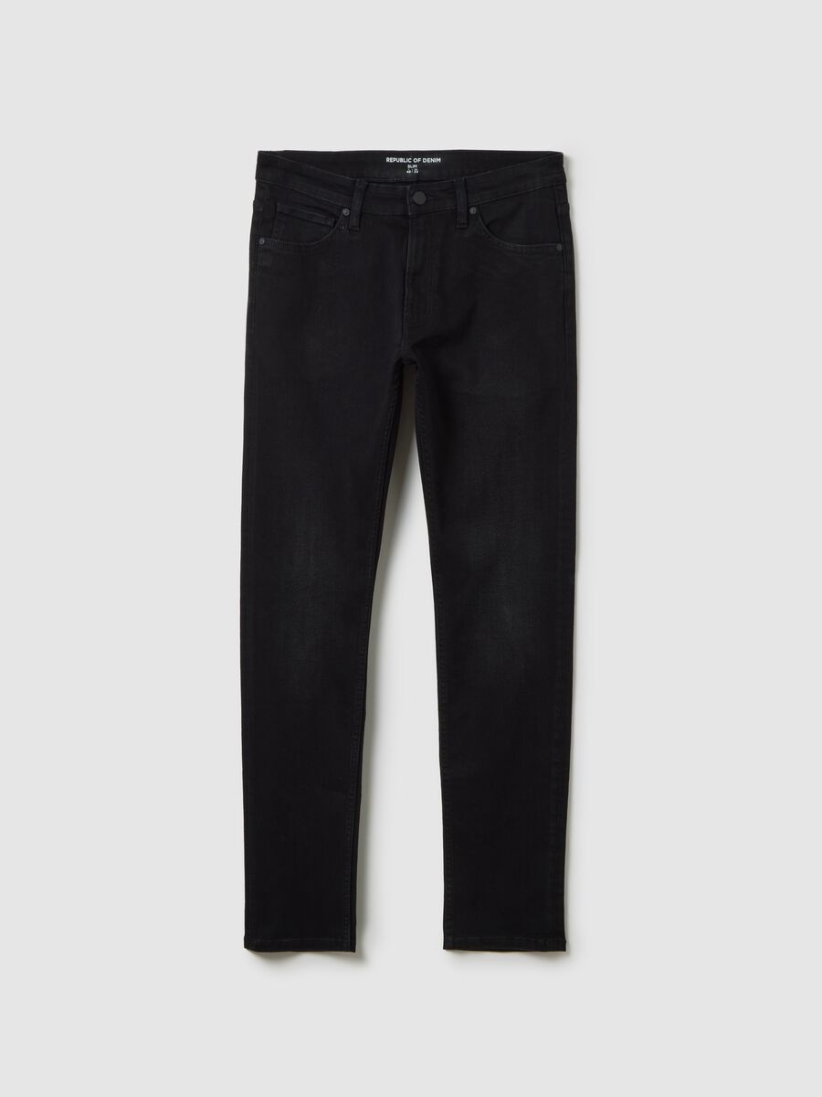 Black slim fit jeans in stretch denim_4