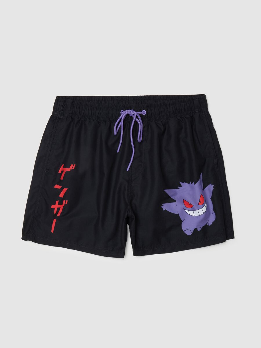 Shorts da uomo in nero con stampa Pokémon_0