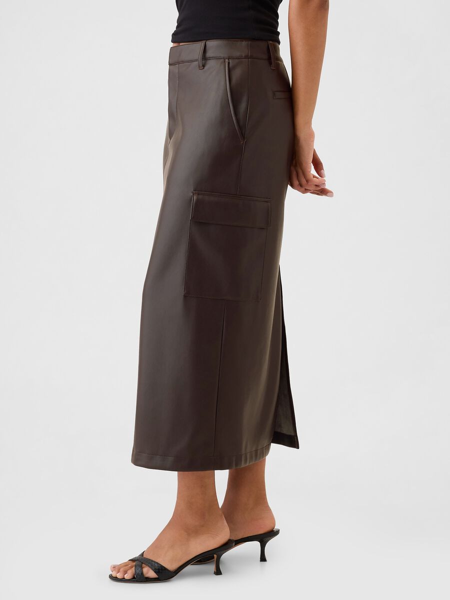 Glossy-effect midi cargo skirt_1
