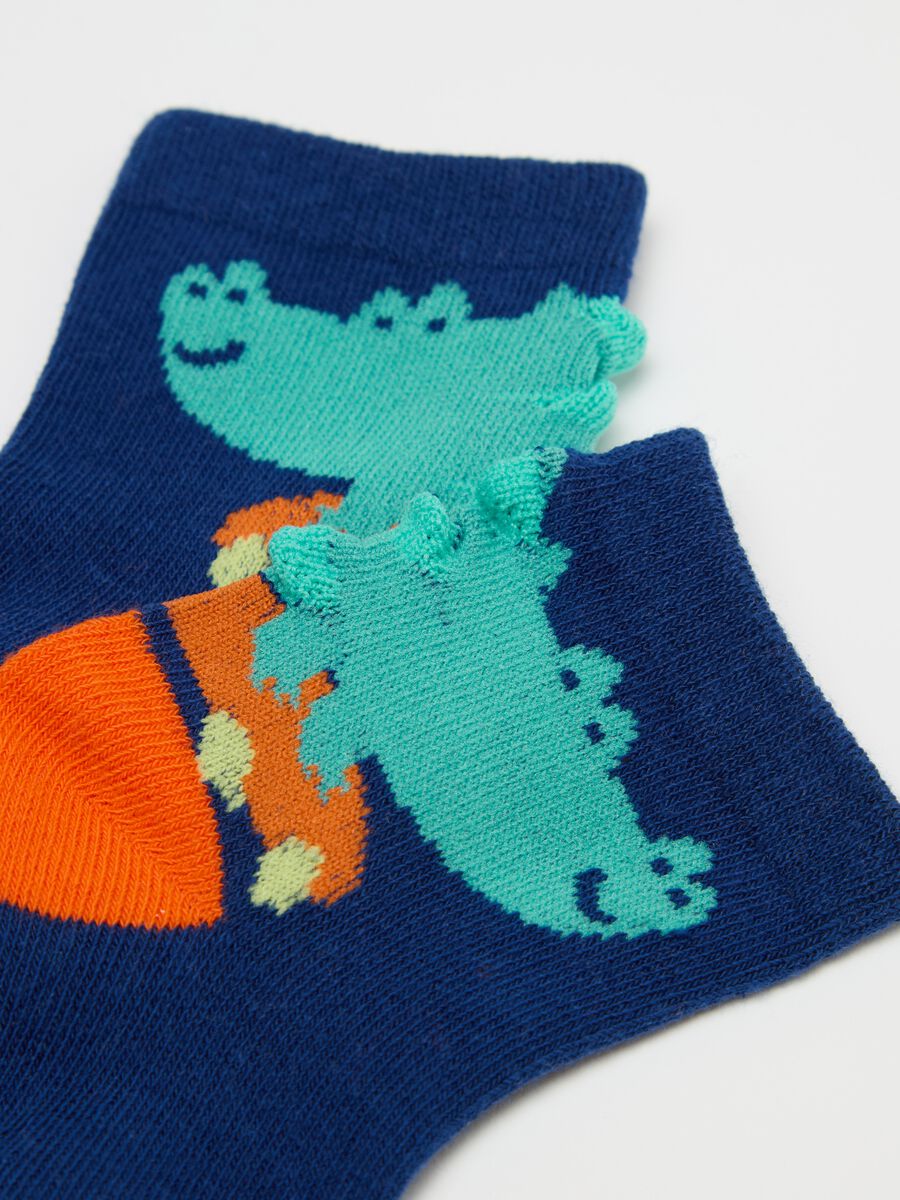 Three-pair pack sock with crocodile skater design_1