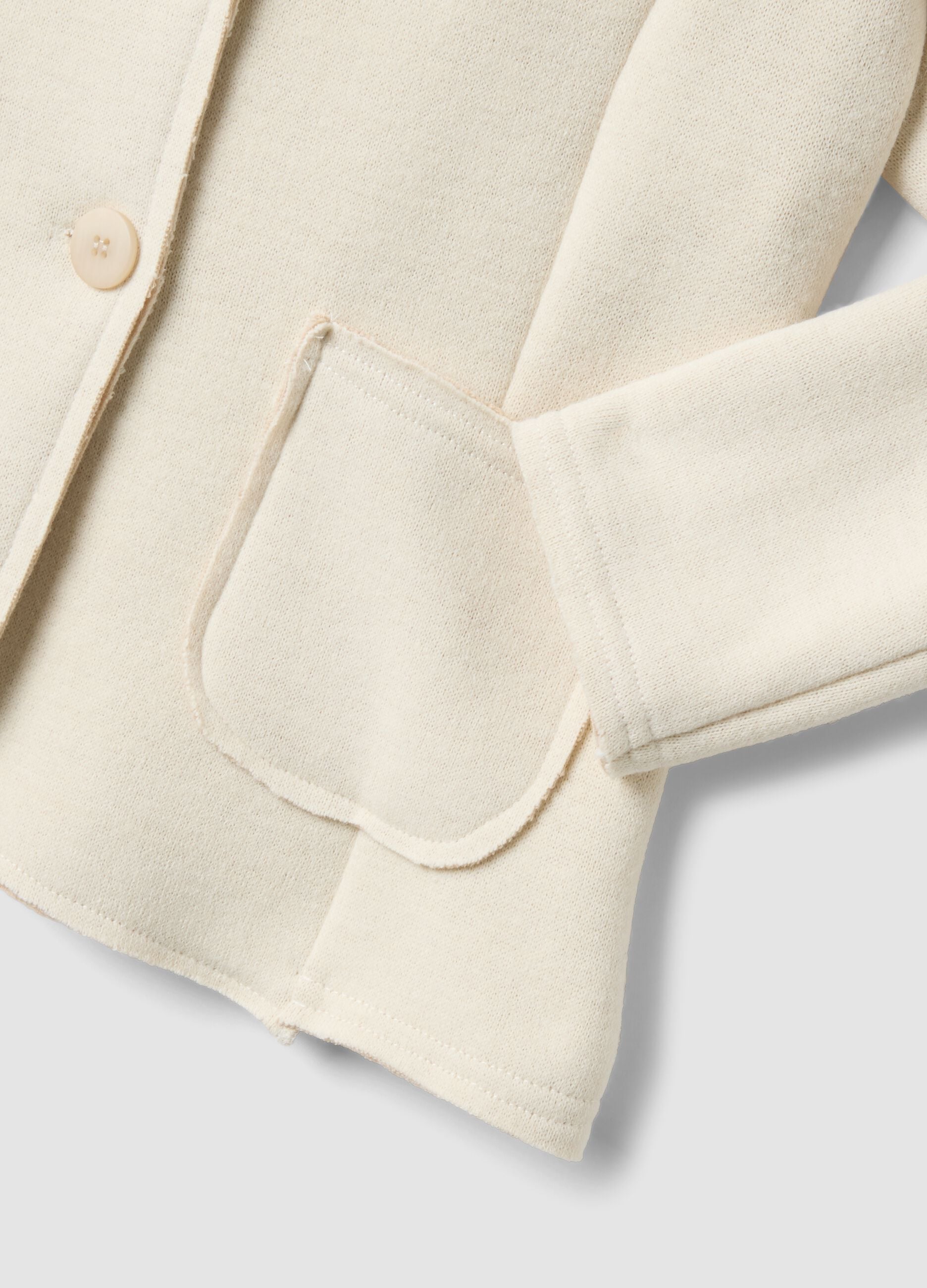 Beige stretch viscose-blend jacket, regular fit