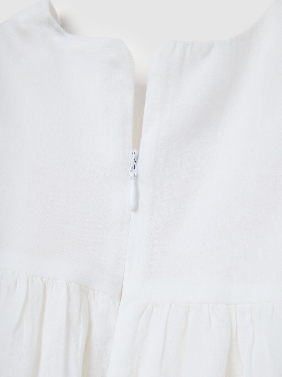Regular fit white cotton baby dress_3