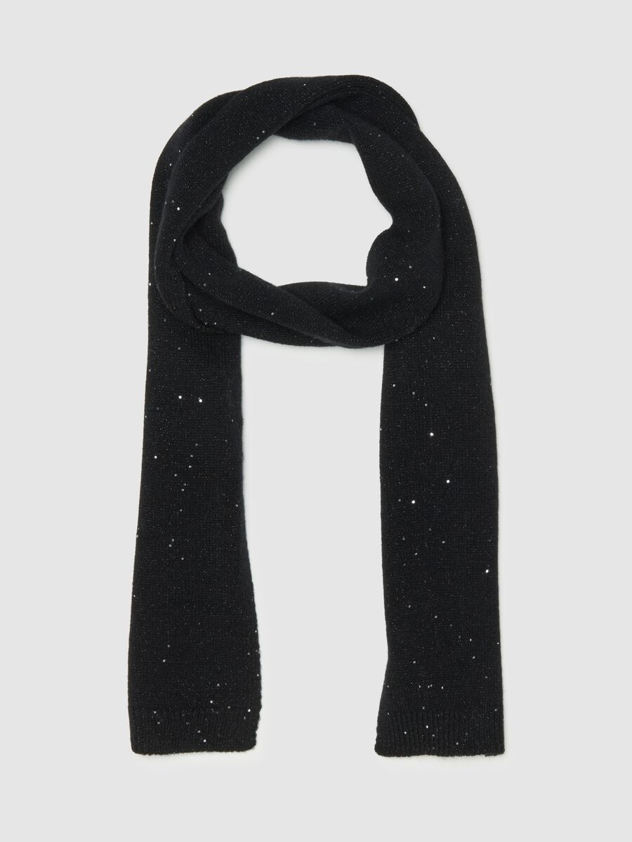 Black scarf with sparkling details_0