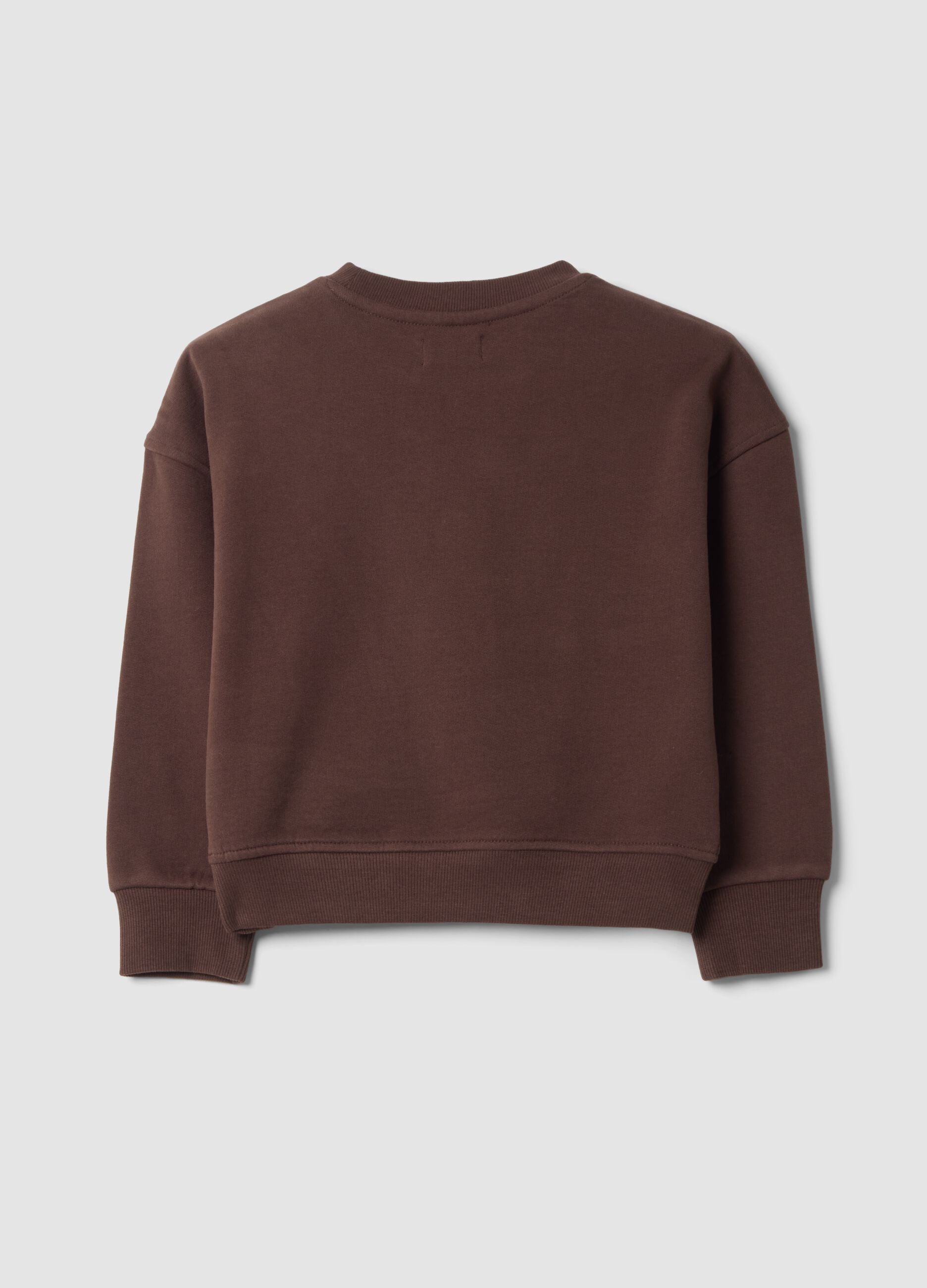 Brown pure cotton crew-neck sweatshirt