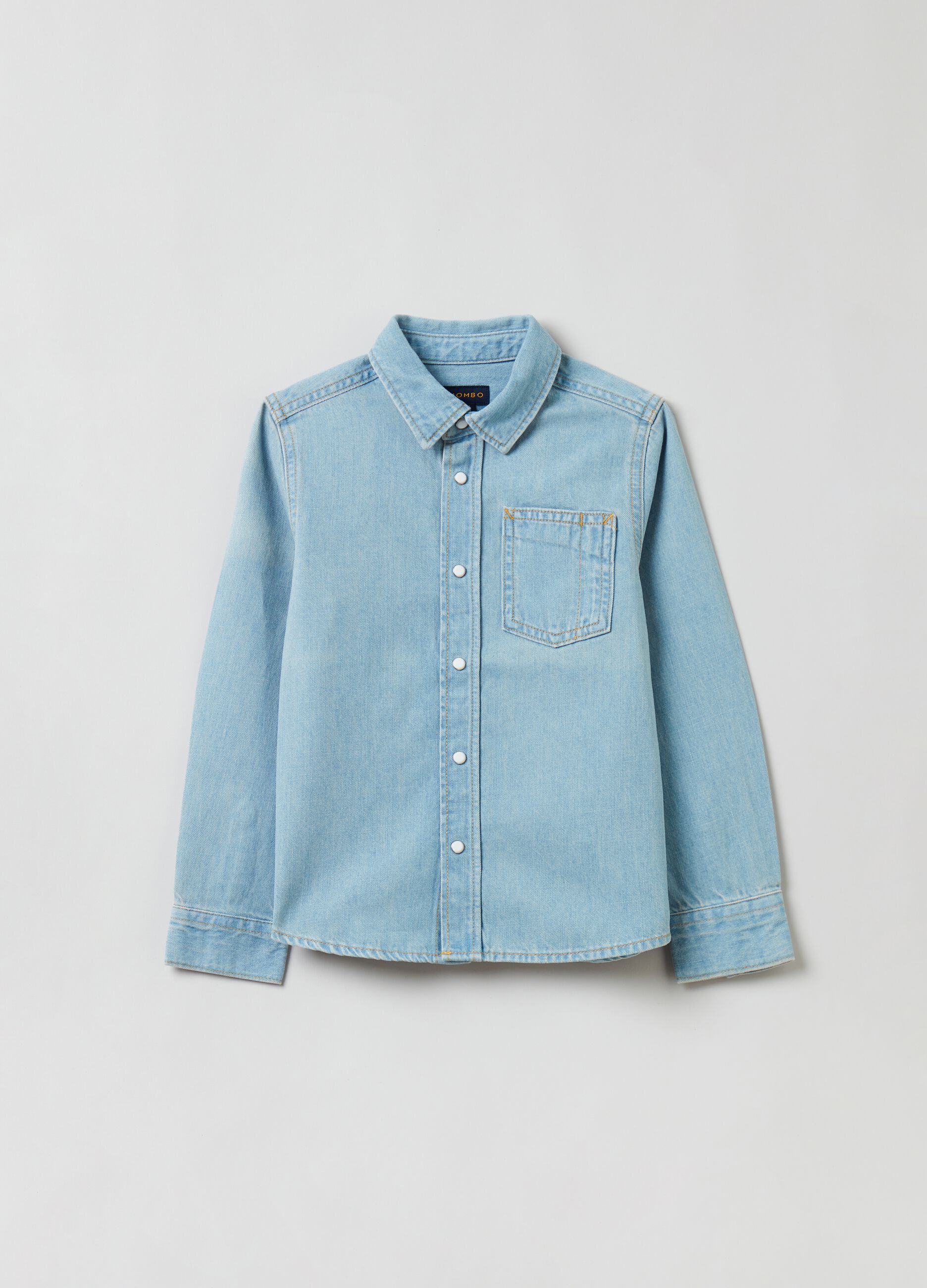 Camicia in denim con tasca_0
